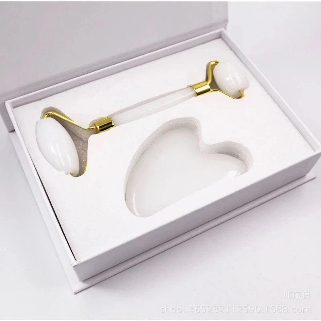 Cây Lăn Đá Thạch Anh vs Đá Guasha - màu trắng